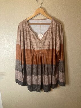 NWT Tunic Blouse Minimalist Feminine Boho Casual Floaty Top Women’s Size 2X